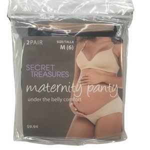 2 Pack Secret Treasures Women's Size Med 6 Maternity Panty Under Belly Comfort